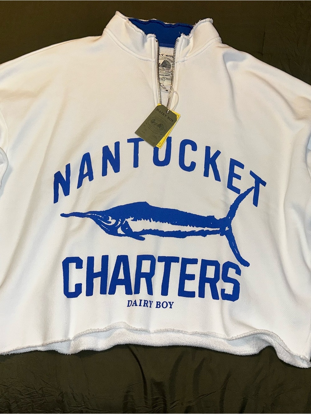 Dairy Boy Nantucket Charters White Half-Zip Pullover Sweatshirt